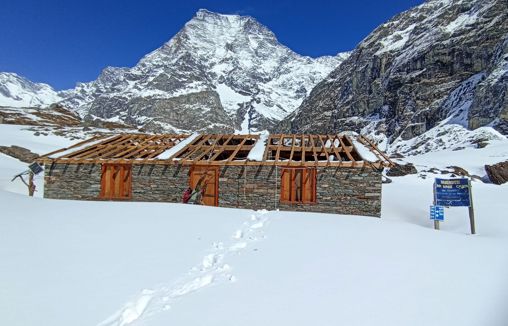 stunning views of Apil Himal after fresh snowfall