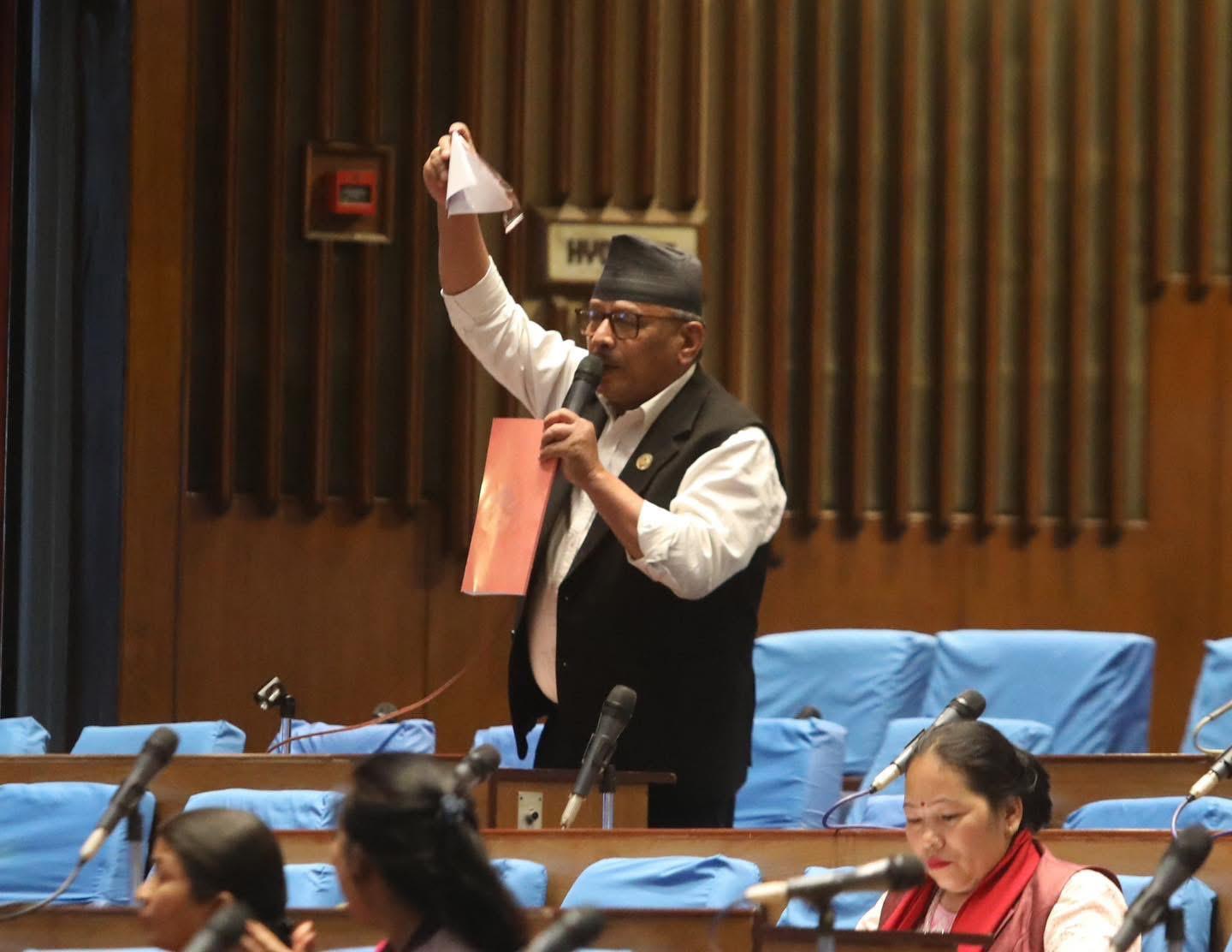 MP Amar Bahadur Thapa Tears Budget Booklet in Parliament Protest